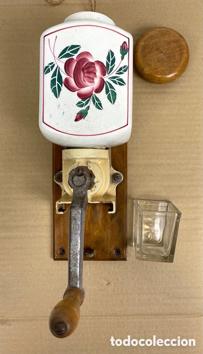 Antig&uuml;edades: MOLINILLO DE CAFE DE PARED EN PORCELANA PINTADA - Foto 2