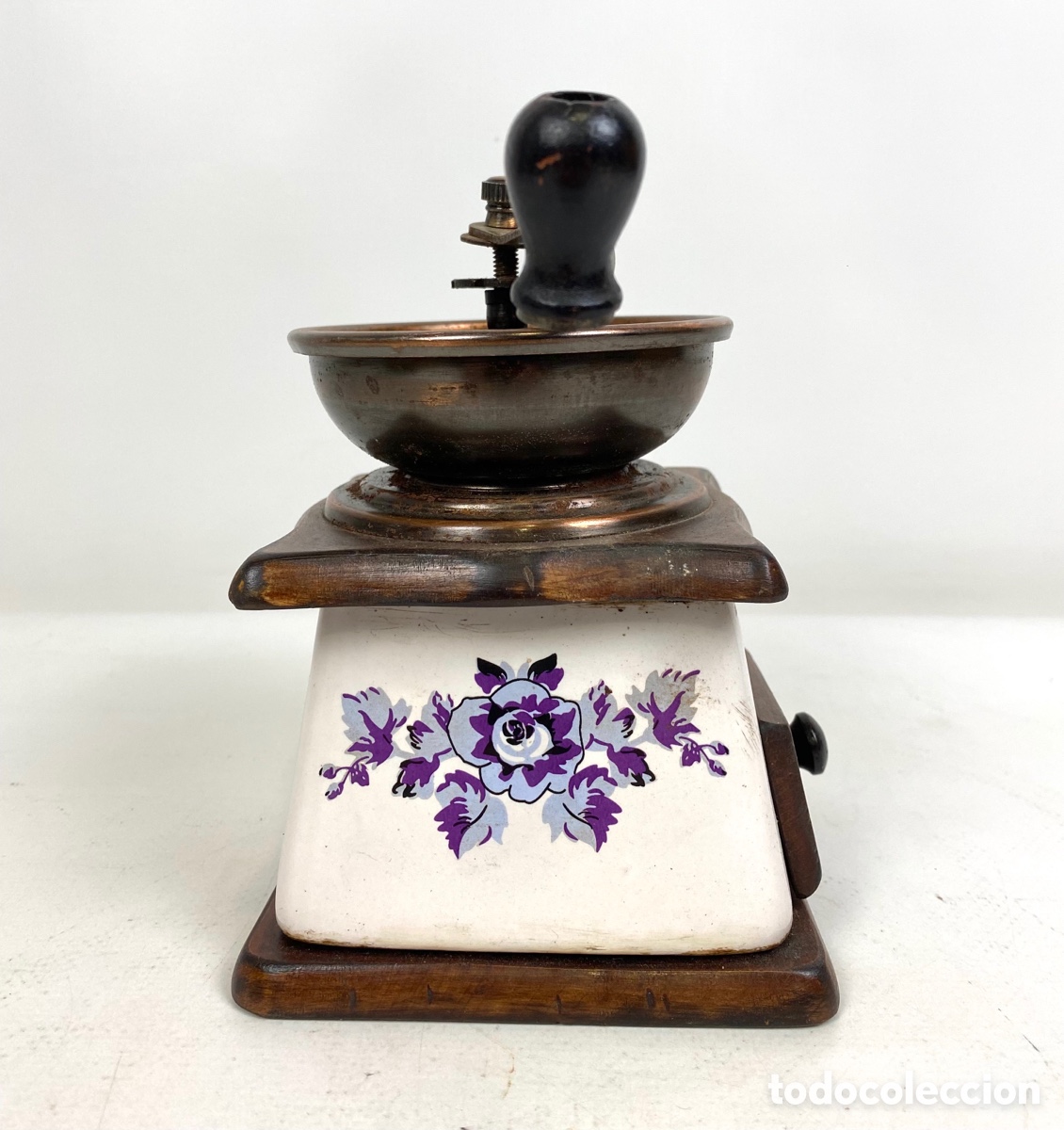 Antig&uuml;edades: MOLINILLO DE CAFE - PORCELANA, MADERA Y HIERRO - Foto 4