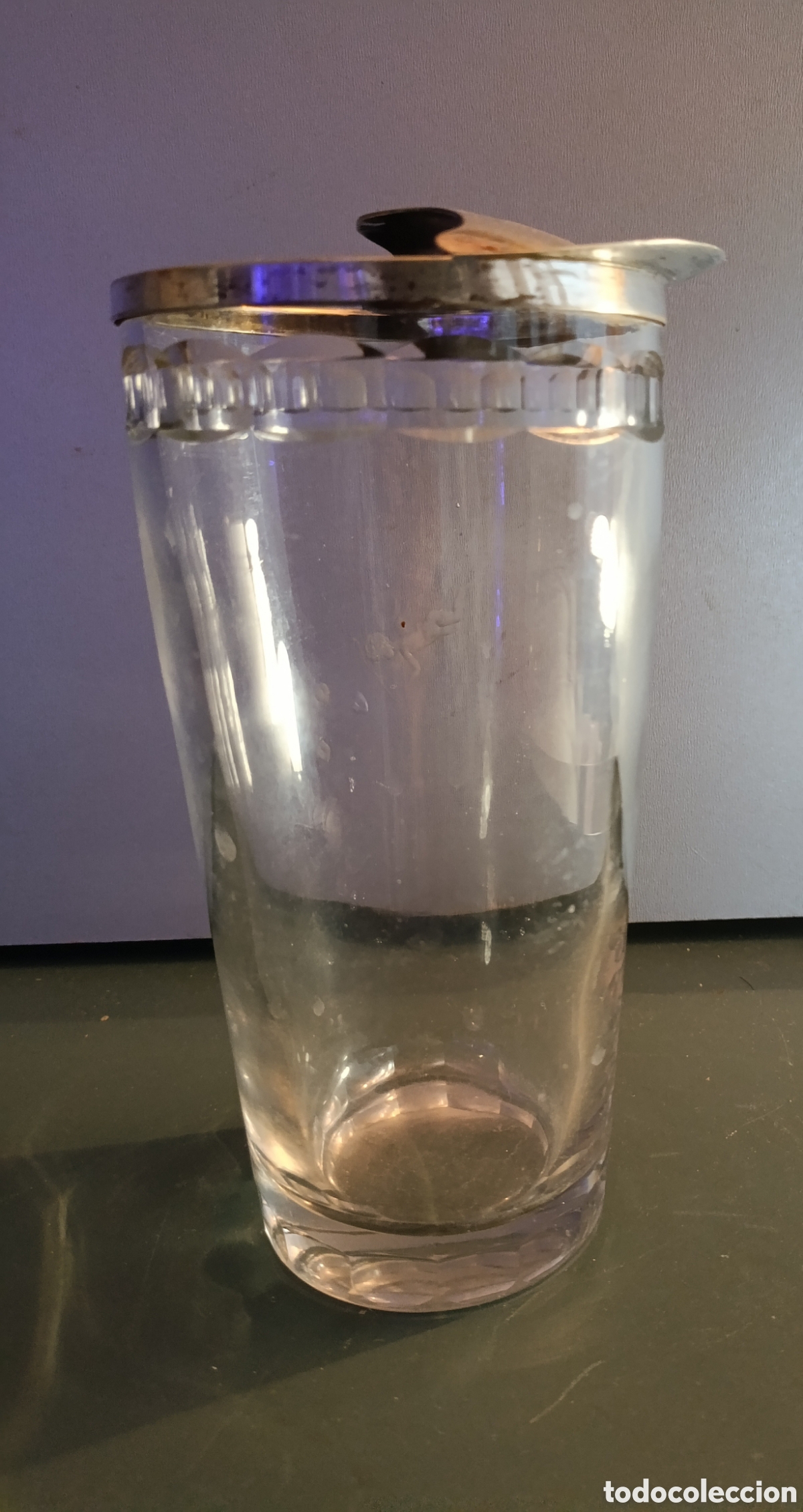 Antig&uuml;edades: Antiguo vaso cocktelero de cristal tallado y plata - Foto 4