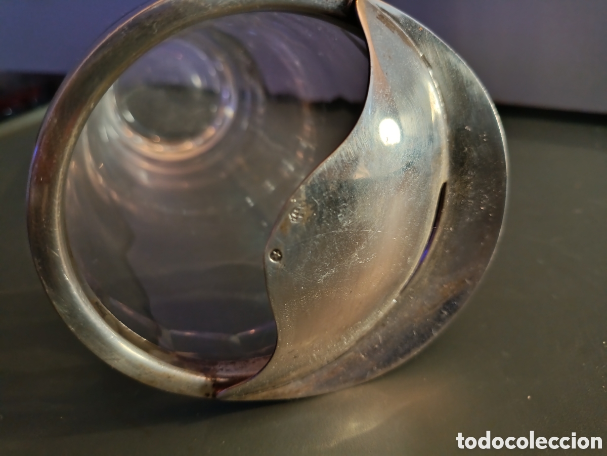 Antig&uuml;edades: Antiguo vaso cocktelero de cristal tallado y plata - Foto 8