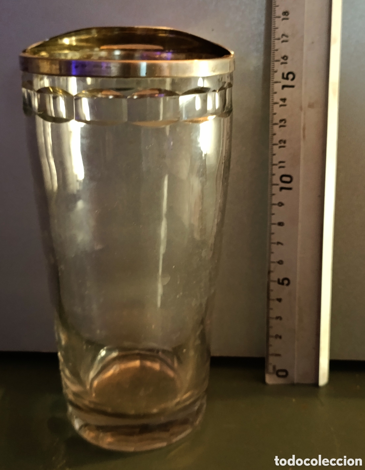 Antig&uuml;edades: Antiguo vaso cocktelero de cristal tallado y plata - Foto 9