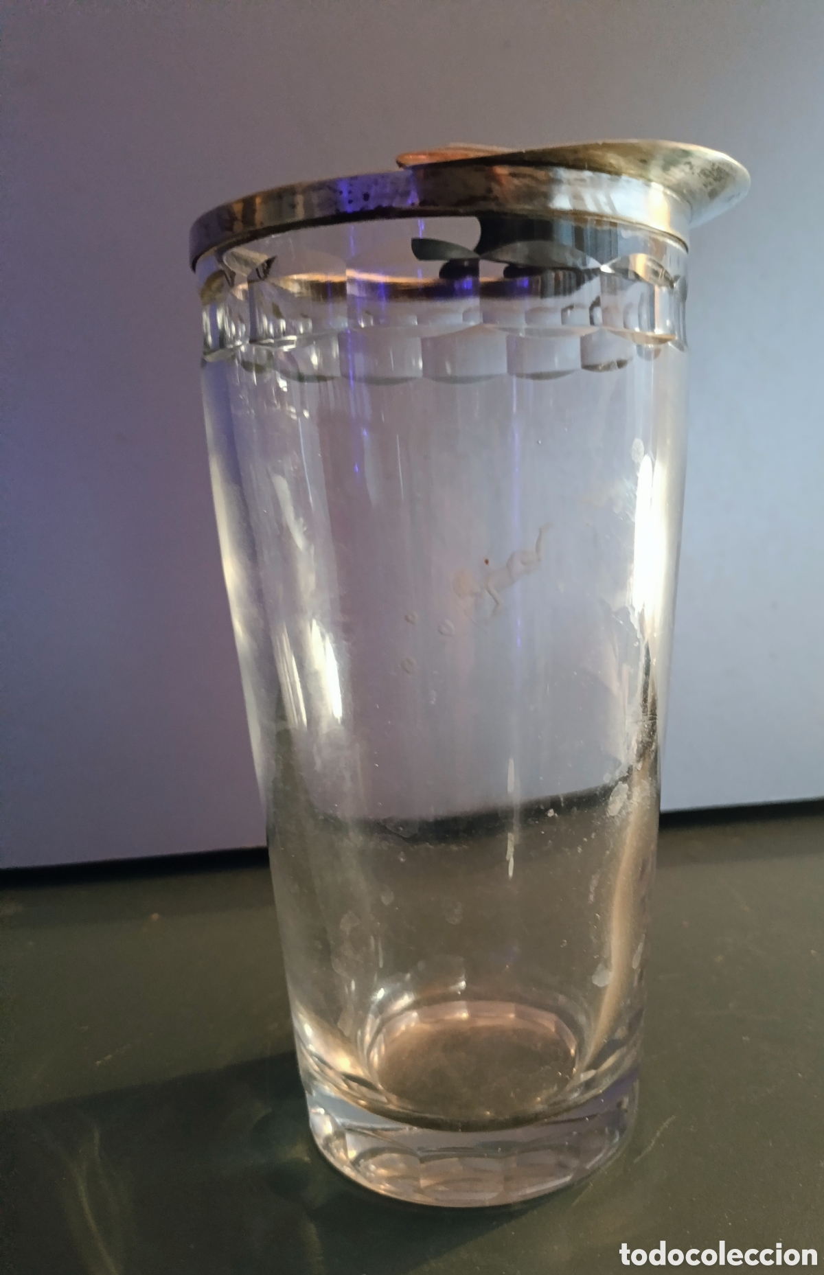 Antig&uuml;edades: Antiguo vaso cocktelero de cristal tallado y plata - Foto 10