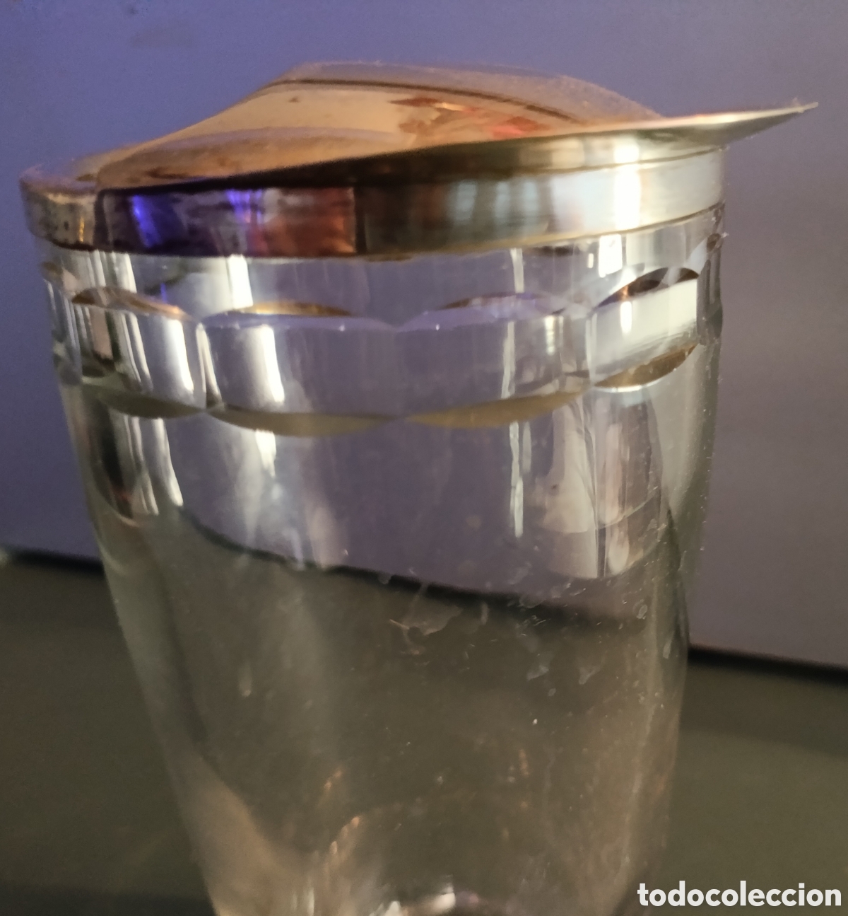 Antig&uuml;edades: Antiguo vaso cocktelero de cristal tallado y plata - Foto 11