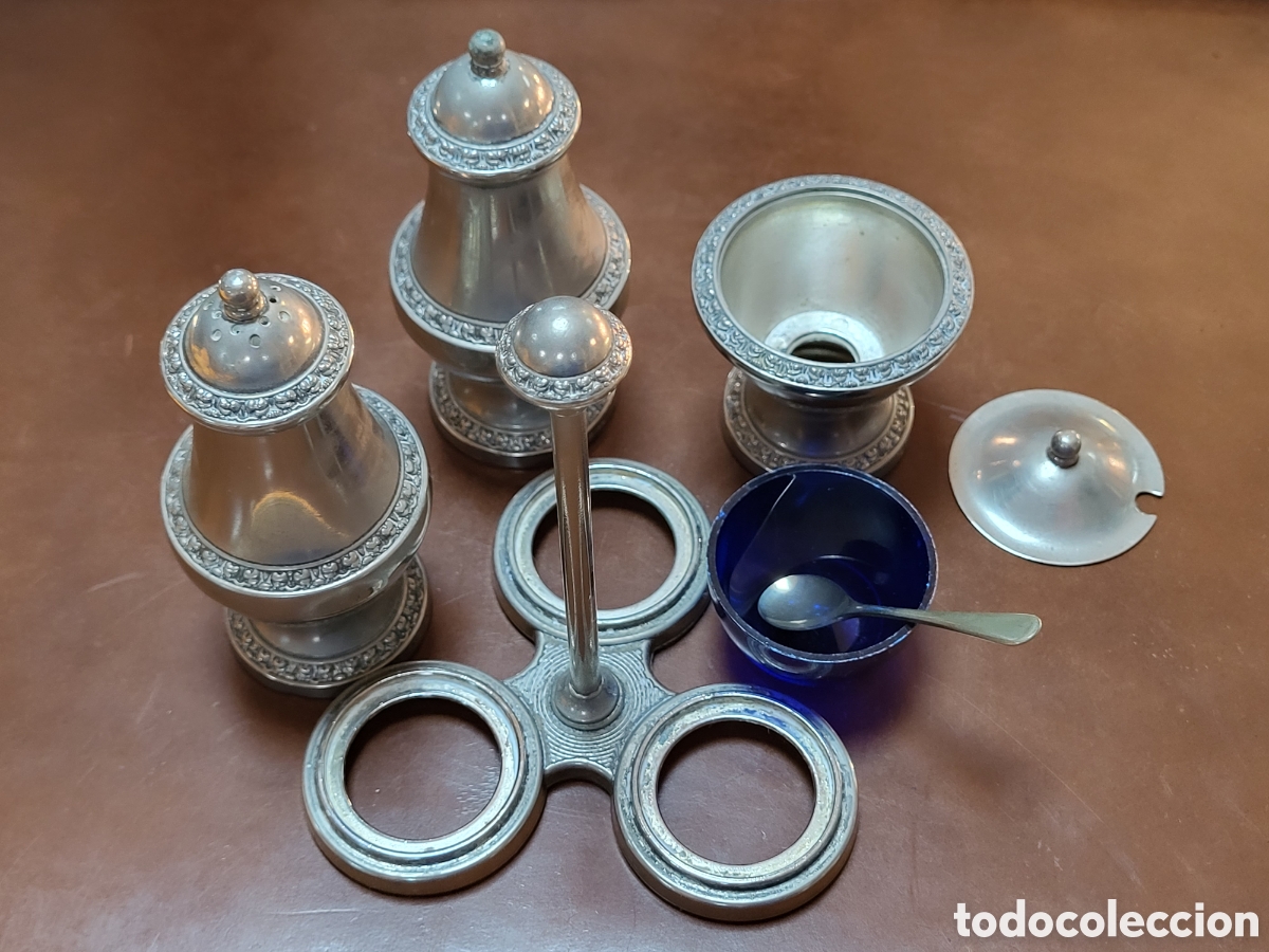 Antig&uuml;edades: ANTIGUO COMBOY DE MESA METAL PLATEADO. - Foto 5