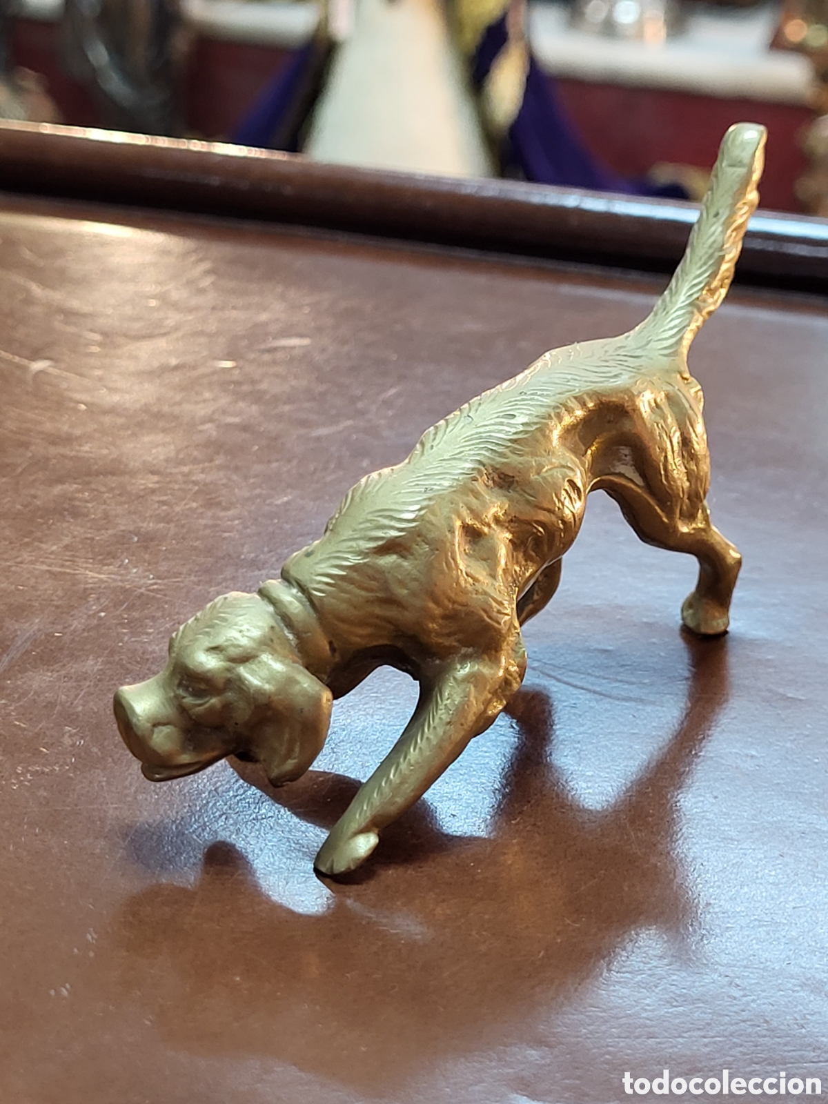 Antig&uuml;edades: ESCULTURA PERRO BRONCE 5x11CM - Foto 2