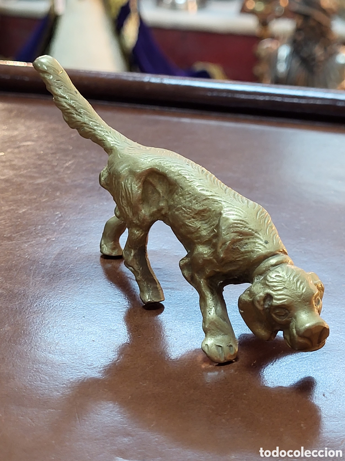 Antig&uuml;edades: ESCULTURA PERRO BRONCE 5x11CM - Foto 1