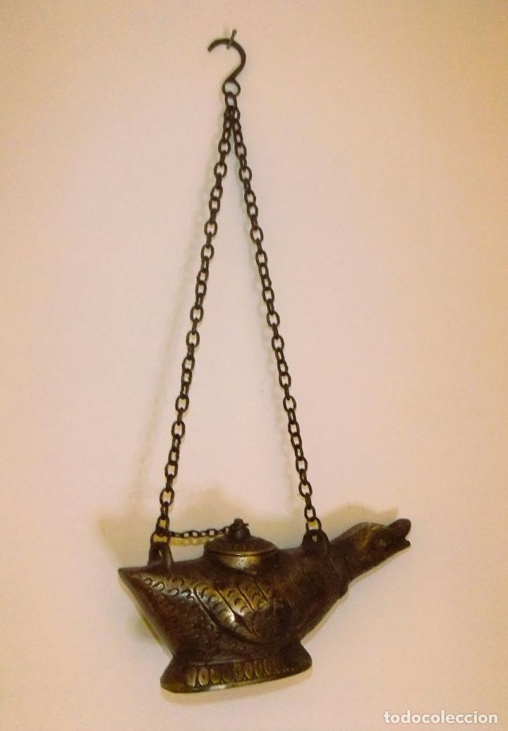 Antig&uuml;edades: ANTIGUA L&Aacute;MPARA DE BRONCE CON FORMA DE PATO - Foto 4