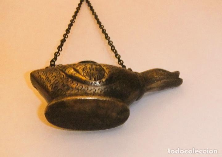 Antig&uuml;edades: ANTIGUA L&Aacute;MPARA DE BRONCE CON FORMA DE PATO - Foto 5