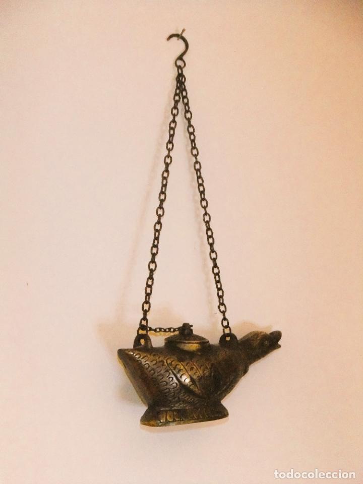 Antig&uuml;edades: ANTIGUA L&Aacute;MPARA DE BRONCE CON FORMA DE PATO - Foto 6