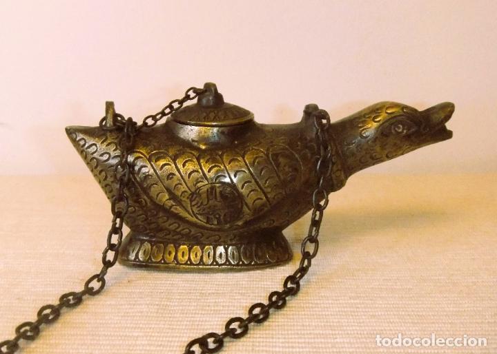 Antig&uuml;edades: ANTIGUA L&Aacute;MPARA DE BRONCE CON FORMA DE PATO - Foto 8