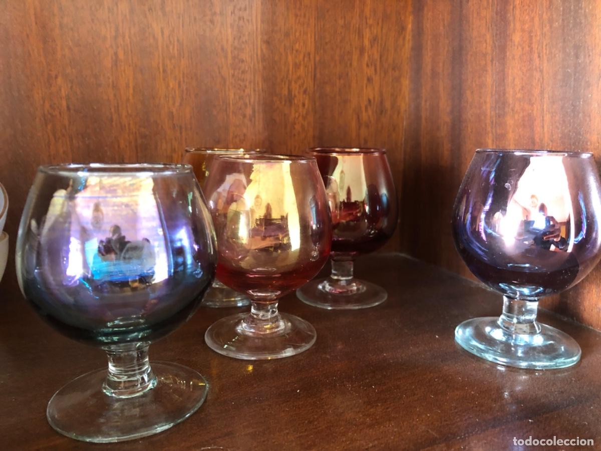 Antig&uuml;edades: Copas brandy tornasoladas Cristal vintage - Foto 1