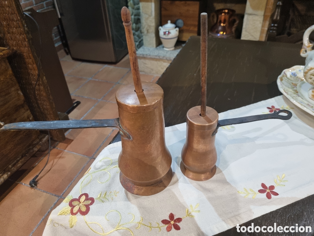 Antig&uuml;edades: Chocolatero de cobre del a&ntilde;o 1800. - Foto 1
