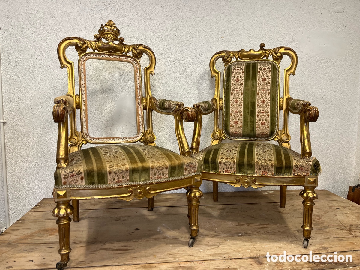 Antig&uuml;edades: Pareja de sillones a&ntilde;o 1880 - Foto 1