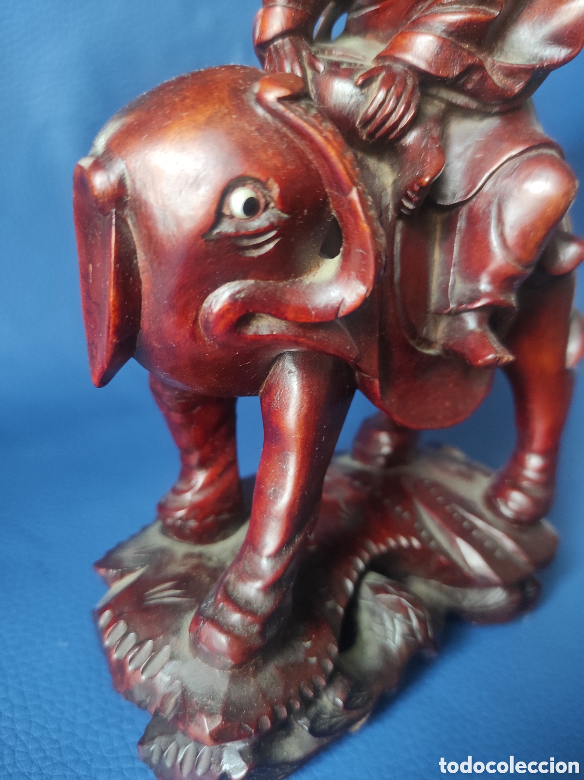 Antig&uuml;edades: Talla en madera de guerrero en elefante - Foto 2