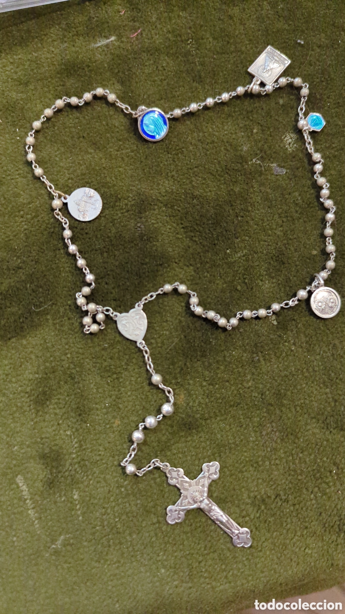 Antig&uuml;edades: Rosario de plata y medallitas. REF-2902 - Foto 1