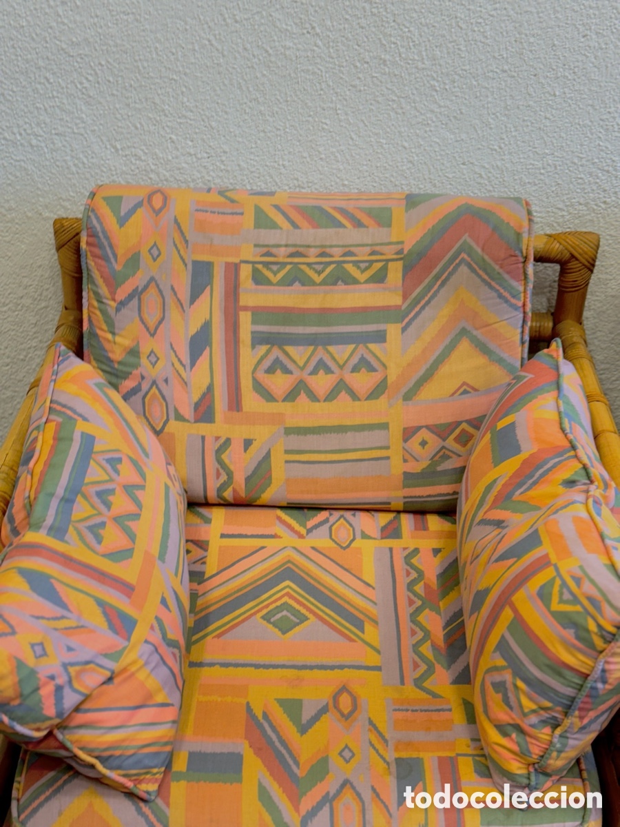 Antig&uuml;edades: Conjunto de sofa y sillones bambu a&ntilde;os 1960 - Foto 4