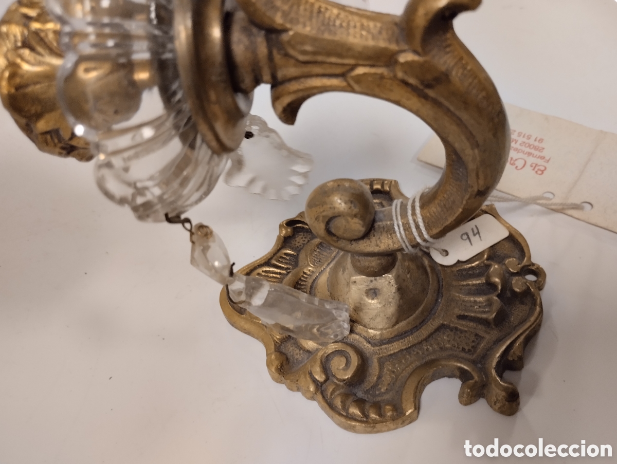 Antig&uuml;edades: Aplique en bronce y cristal - Foto 2