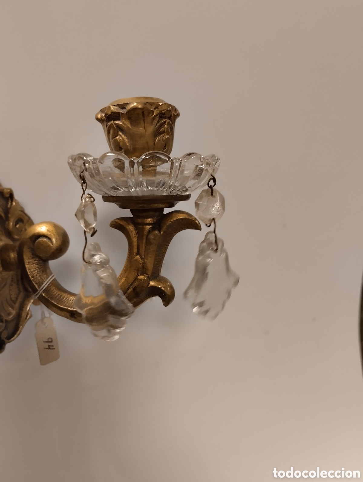 Antig&uuml;edades: Aplique en bronce y cristal - Foto 3