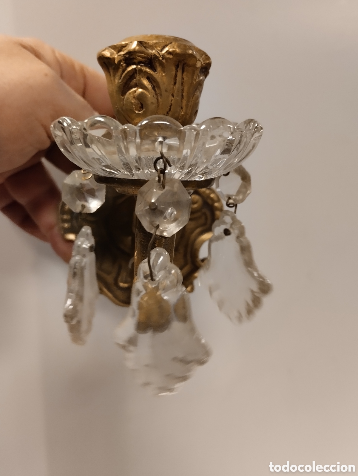 Antig&uuml;edades: Aplique en bronce y cristal - Foto 4