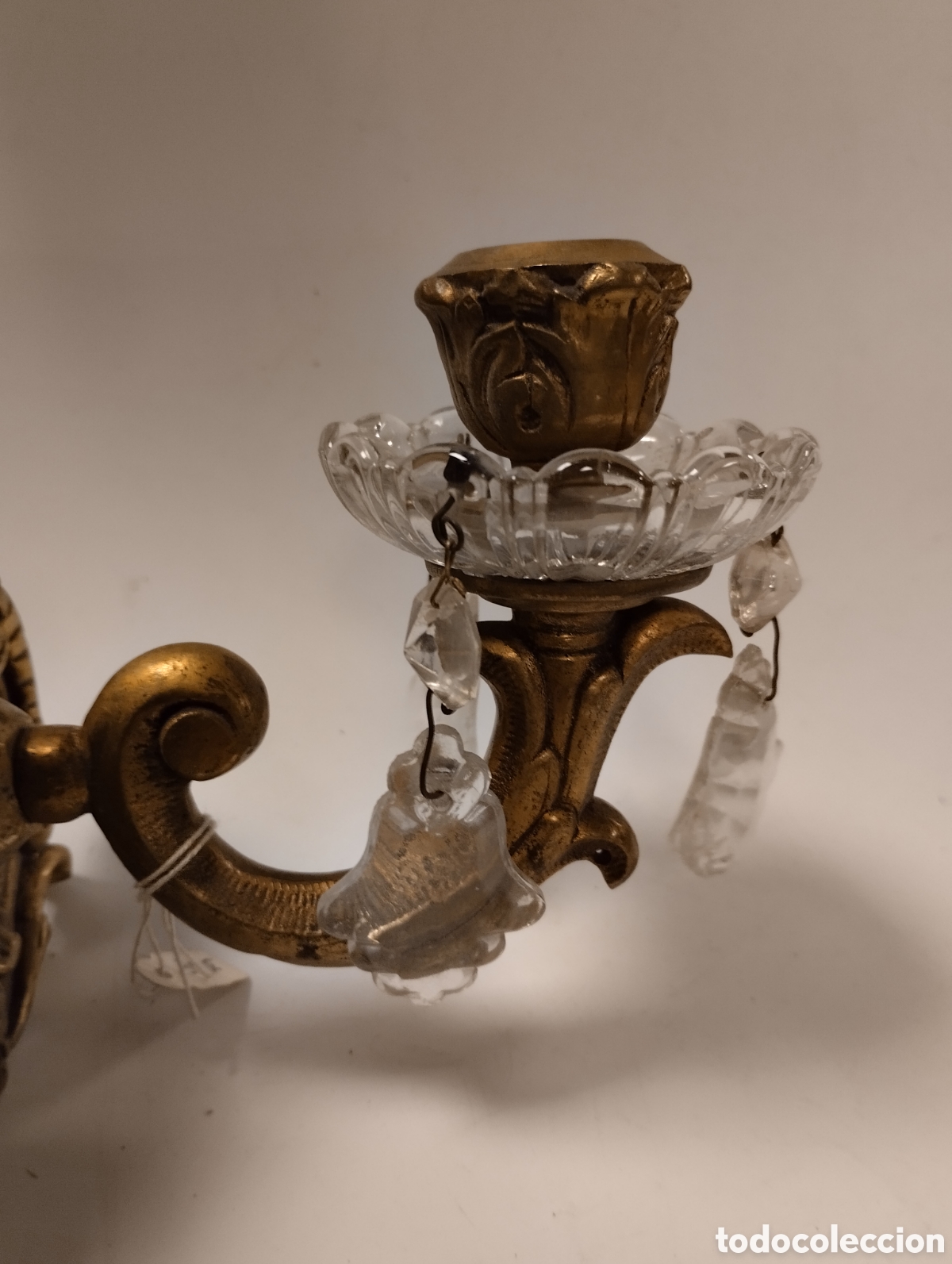 Antig&uuml;edades: Aplique en bronce y cristal - Foto 5