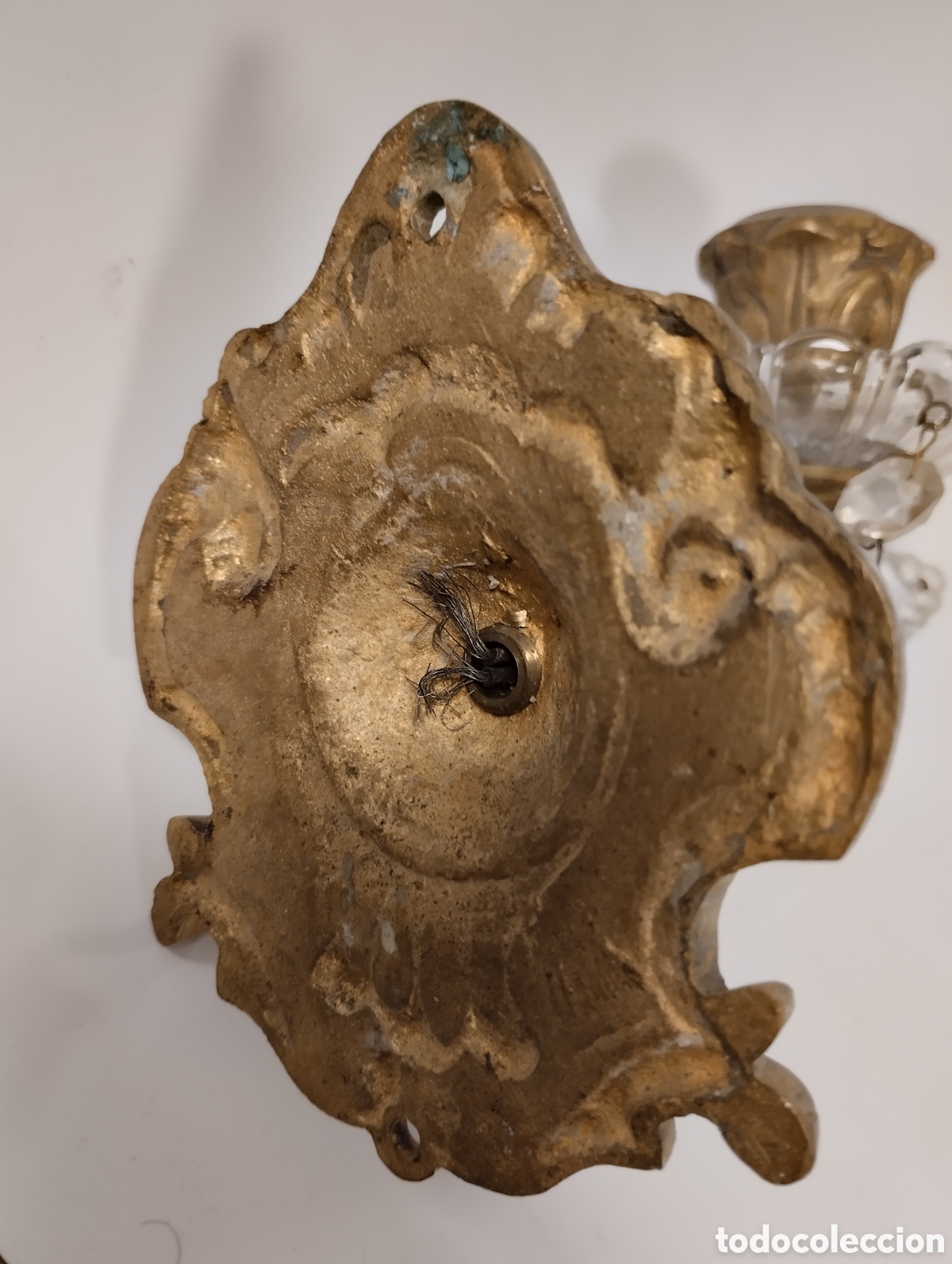 Antig&uuml;edades: Aplique en bronce y cristal - Foto 6