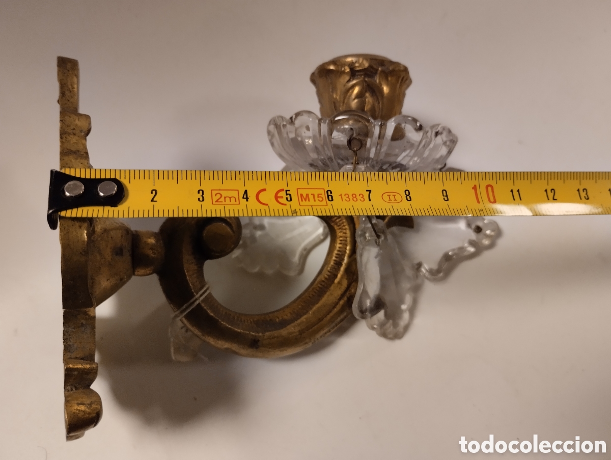 Antig&uuml;edades: Aplique en bronce y cristal - Foto 7
