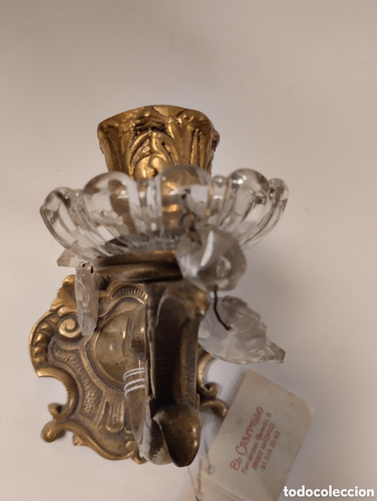 Antig&uuml;edades: Aplique en bronce y cristal - Foto 1