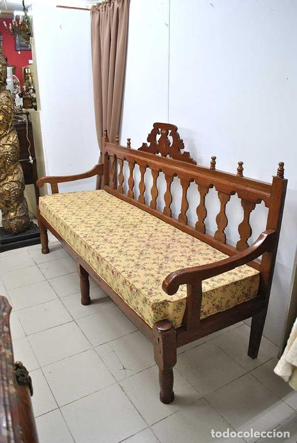 Antig&uuml;edades: BANCA ANTIGUA DE MADERA TALLADA - Foto 4