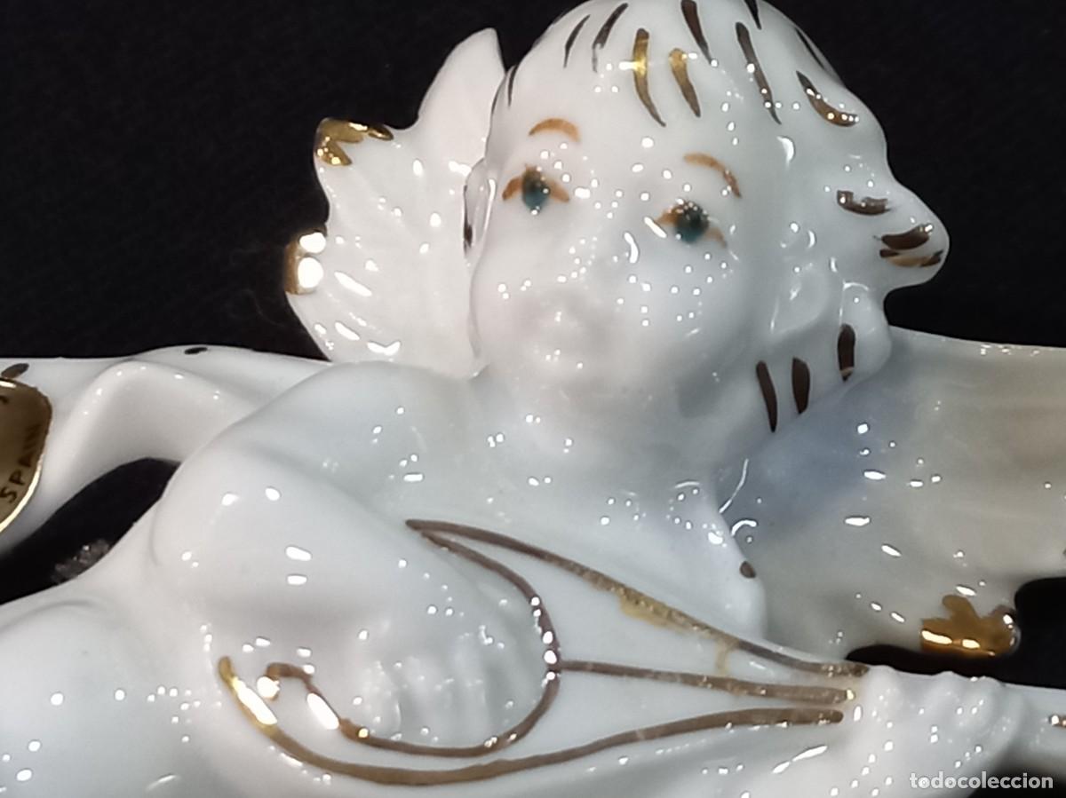 Antig&uuml;edades: ANGELITO colgar &uml;MIRETE &uml;10cm (blanco-oro) - Foto 4
