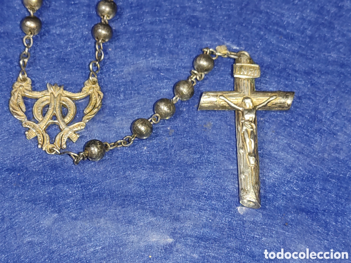 Antig&uuml;edades: Rosario de plata antiguo de comuni&oacute;n. - Foto 4