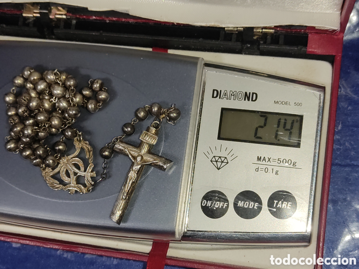 Antig&uuml;edades: Rosario de plata antiguo de comuni&oacute;n. - Foto 6