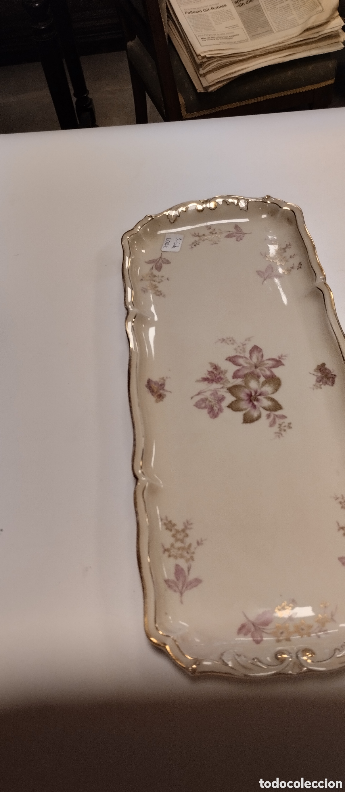 Antig&uuml;edades: Bandeja de Limoges 39,5x16 cms. - Foto 2