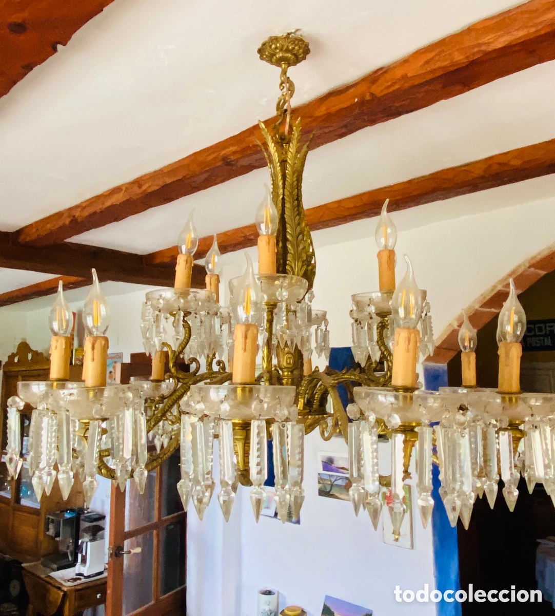Antig&uuml;edades: Gran l&aacute;mpara de bronce antigua - Foto 1
