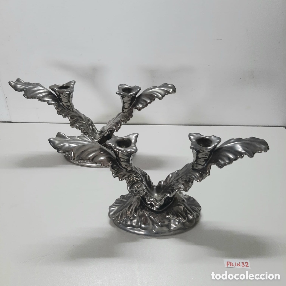 Antig&uuml;edades: CANDELADROS DE CER&Aacute;MICA FORTERBON - Foto 1