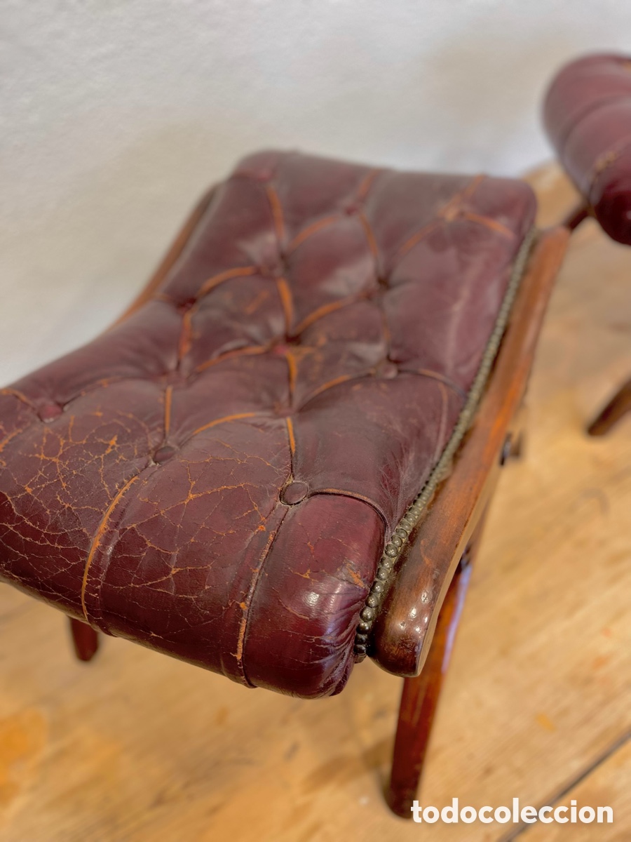 Antig&uuml;edades: Banquetas de capiton&eacute; en cuero estilo ingl&eacute;s - Foto 3