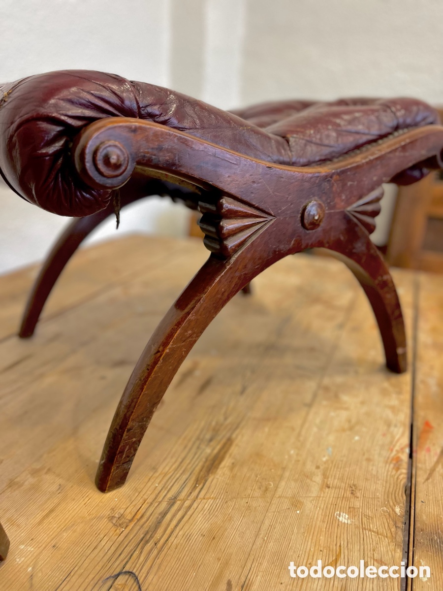 Antig&uuml;edades: Banquetas de capiton&eacute; en cuero estilo ingl&eacute;s - Foto 5