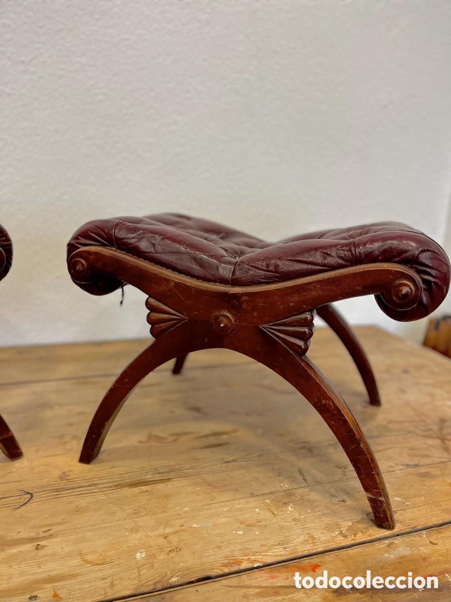 Antig&uuml;edades: Banquetas de capiton&eacute; en cuero estilo ingl&eacute;s - Foto 7
