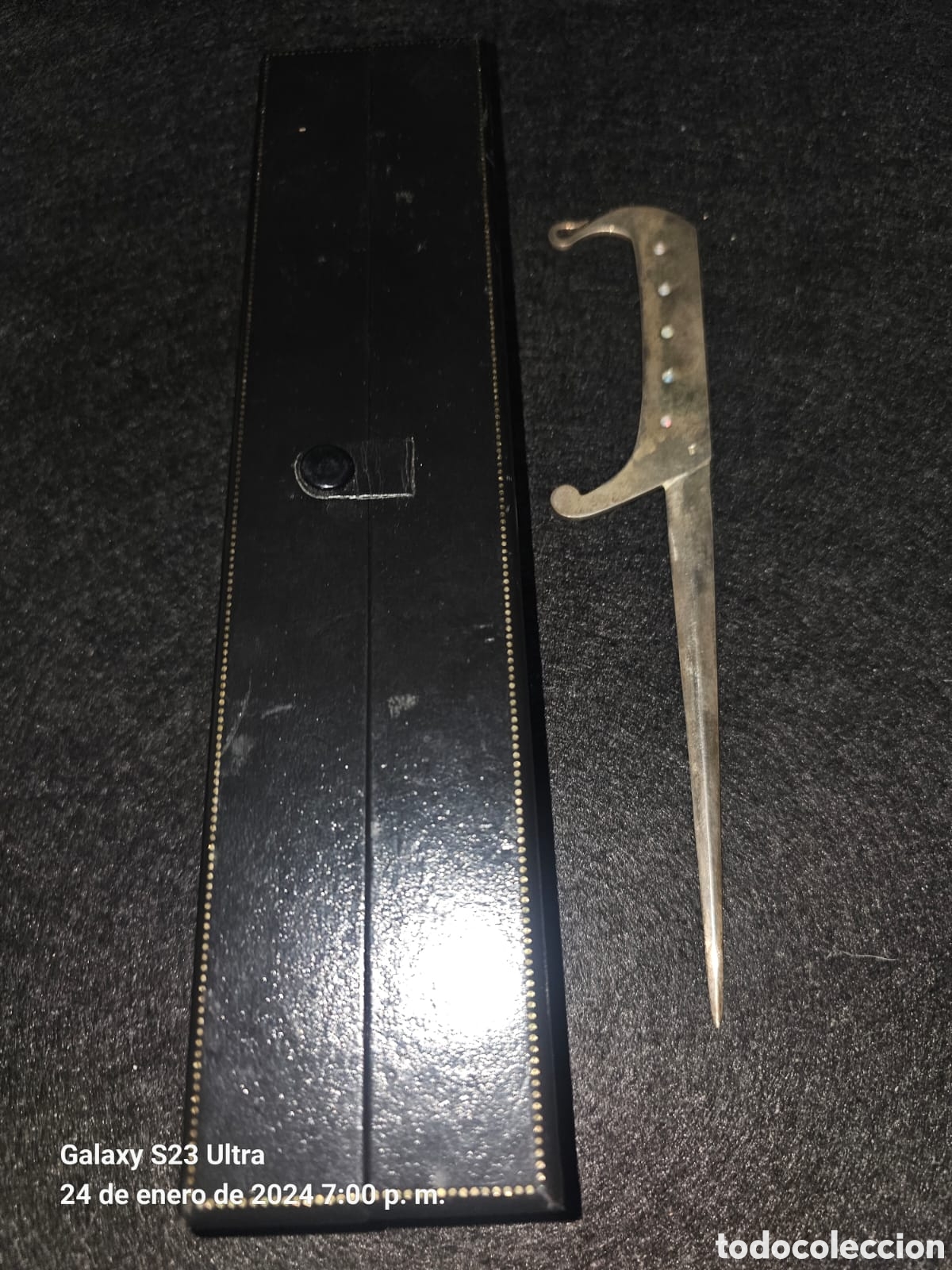 Antig&uuml;edades: Abrecartas plata dise&ntilde;o con 5 opalos. - Foto 4