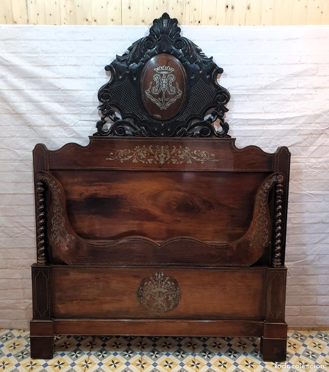 Antig&uuml;edades: Cama estilo Isabelino de 150 - Foto 1