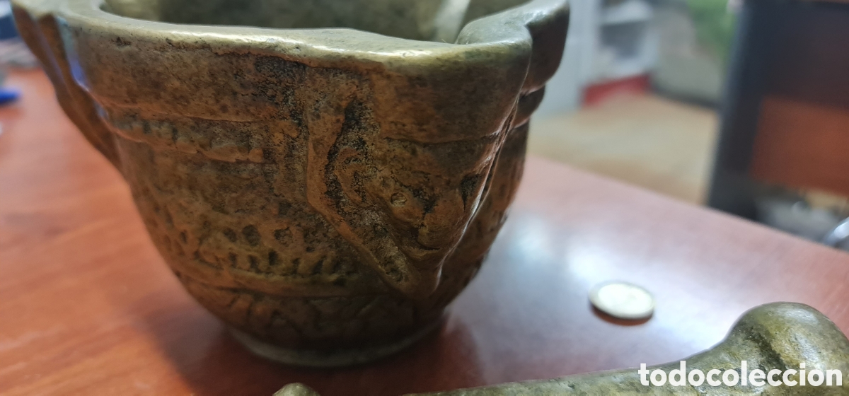 Antig&uuml;edades: GRAN MORTERO MUY ANTIGUO DE BRONCE MACIZO - Foto 6