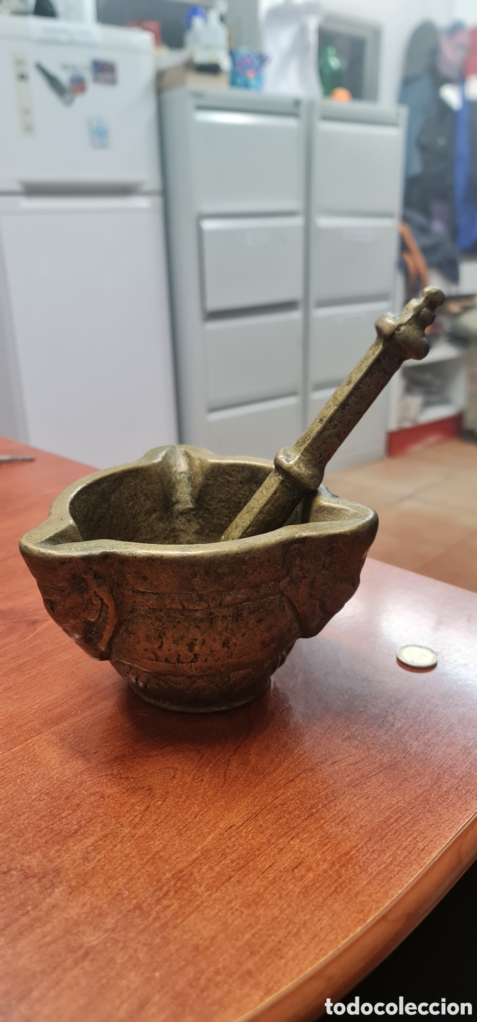 Antig&uuml;edades: GRAN MORTERO MUY ANTIGUO DE BRONCE MACIZO - Foto 12