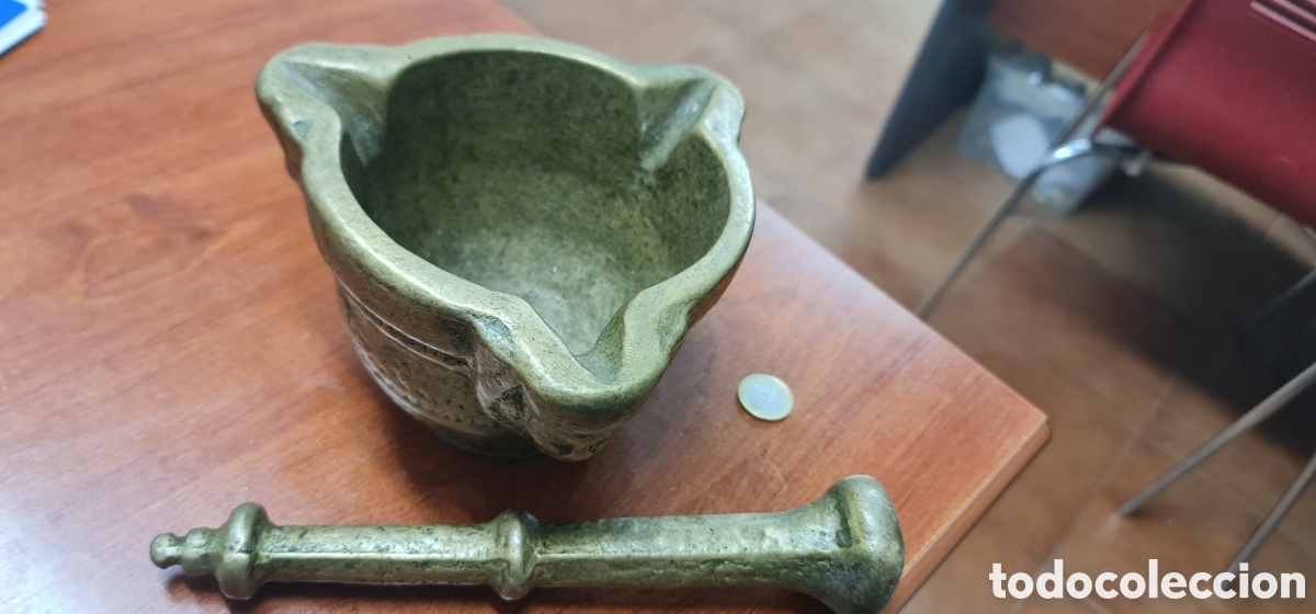 Antig&uuml;edades: GRAN MORTERO MUY ANTIGUO DE BRONCE MACIZO - Foto 13