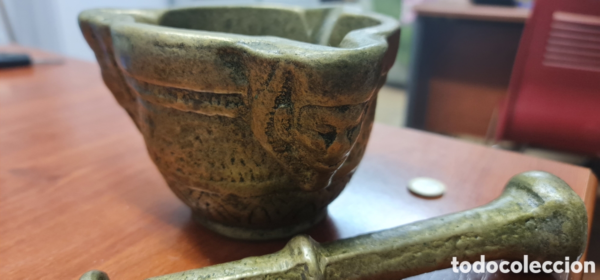 Antig&uuml;edades: GRAN MORTERO MUY ANTIGUO DE BRONCE MACIZO - Foto 15