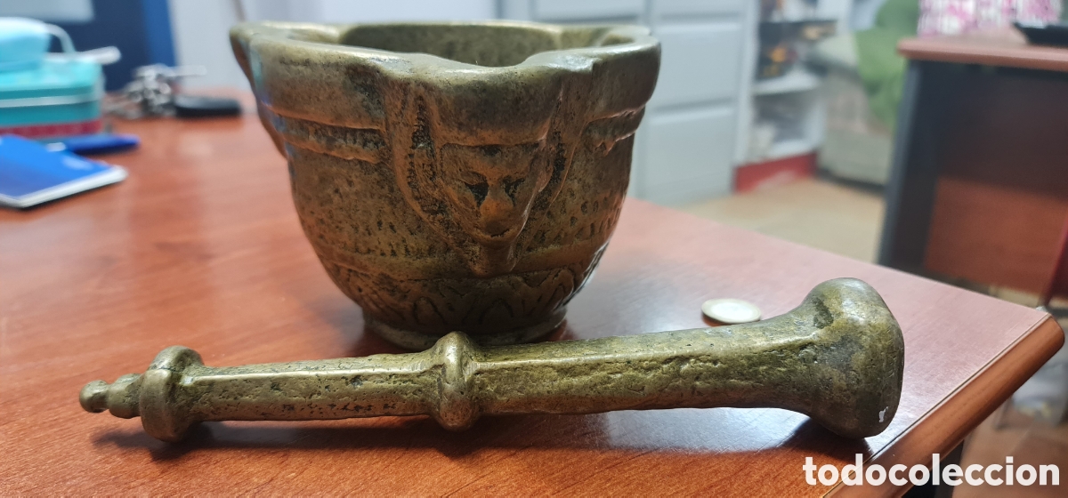 Antig&uuml;edades: GRAN MORTERO MUY ANTIGUO DE BRONCE MACIZO - Foto 16