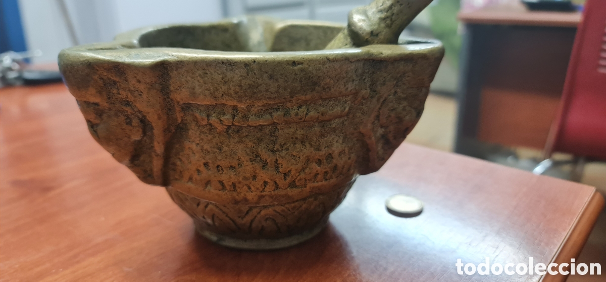 Antig&uuml;edades: GRAN MORTERO MUY ANTIGUO DE BRONCE MACIZO - Foto 18