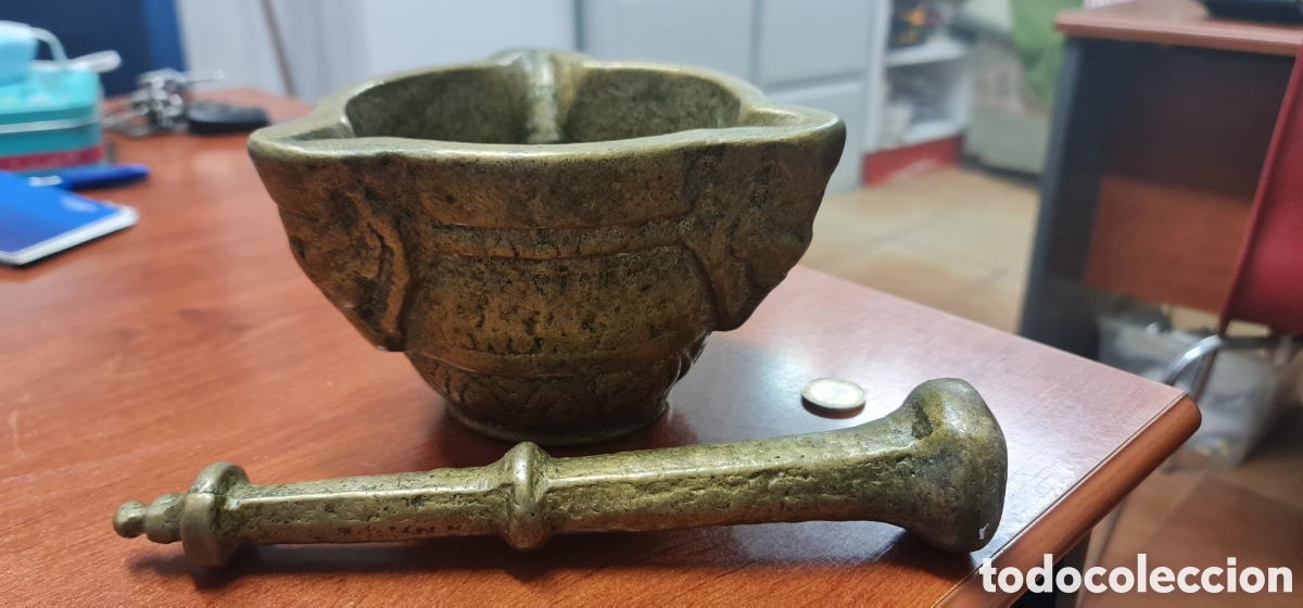 Antig&uuml;edades: GRAN MORTERO MUY ANTIGUO DE BRONCE MACIZO - Foto 1