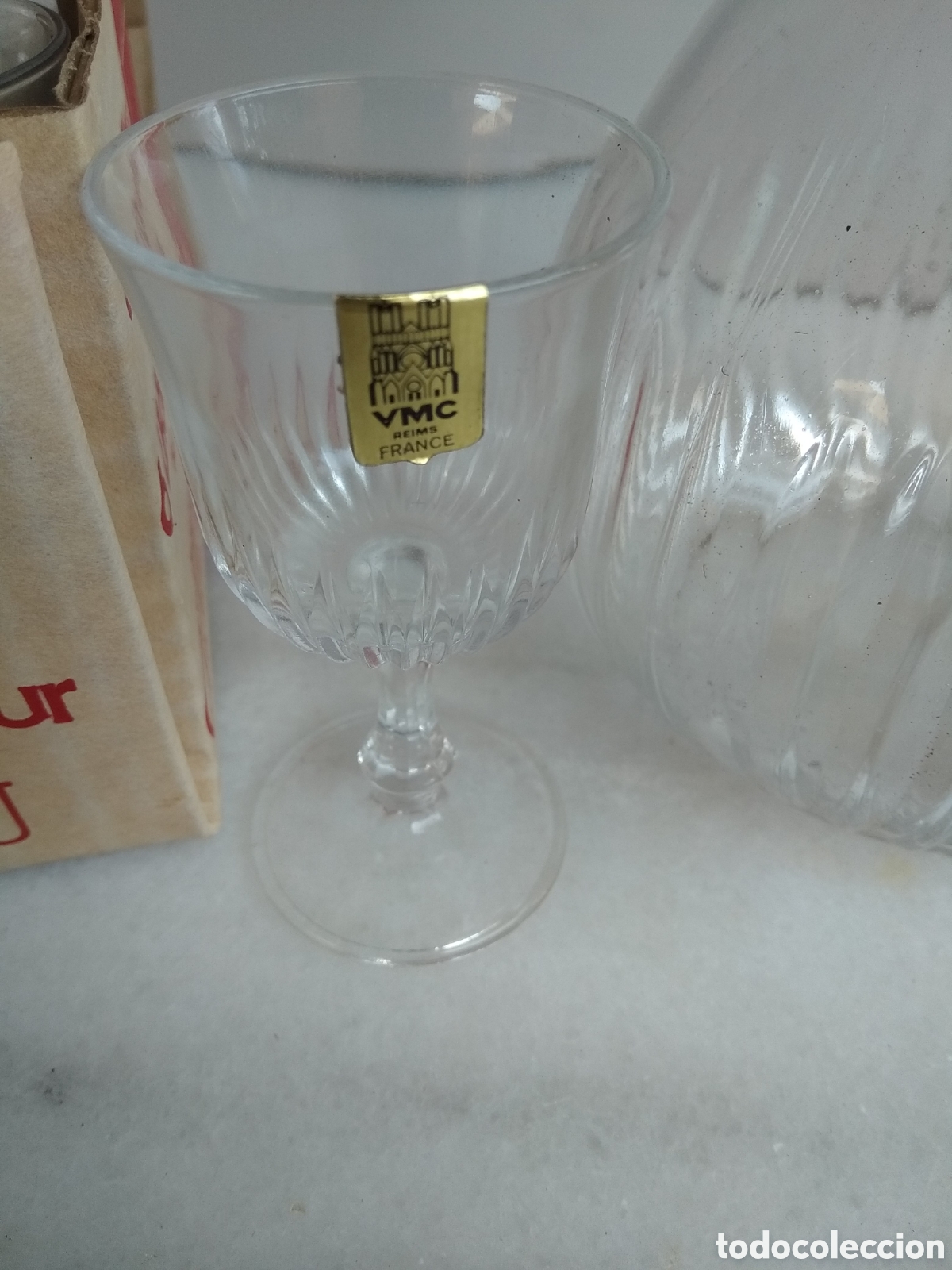 Antig&uuml;edades: Botella y copas de licor VMC, Reims, Chateau. - Foto 3