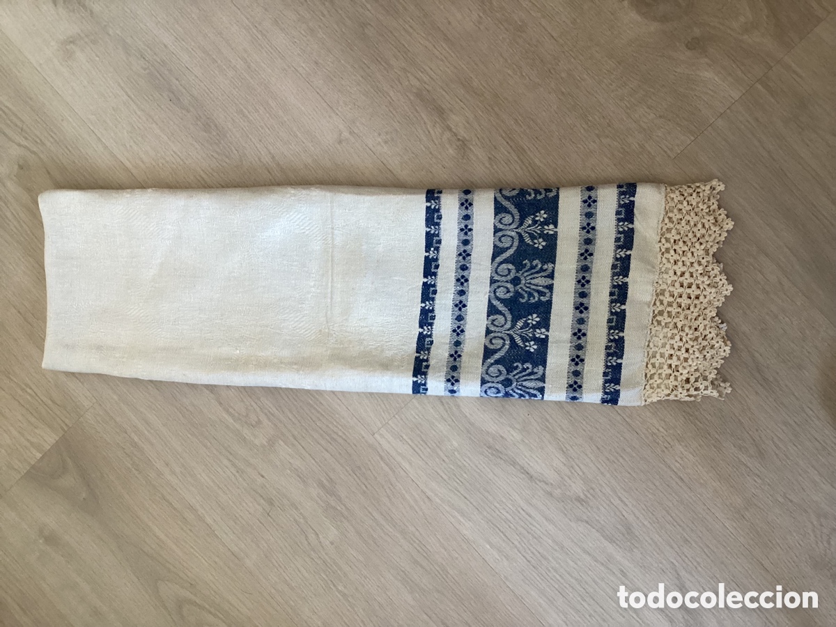 Antig&uuml;edades: TOALLA DE LINO CON CENEFA Y PUNTA DE CROCH&Eacute; - Foto 2