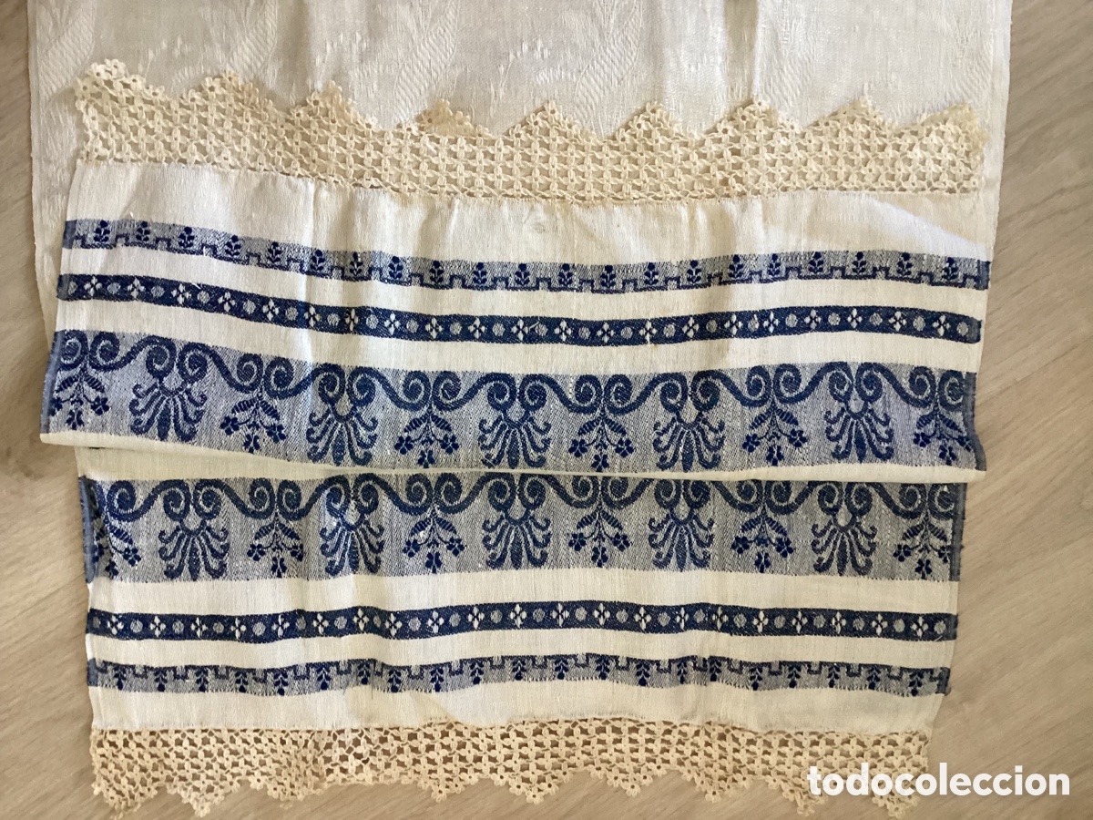 Antig&uuml;edades: TOALLA DE LINO CON CENEFA Y PUNTA DE CROCH&Eacute; - Foto 3