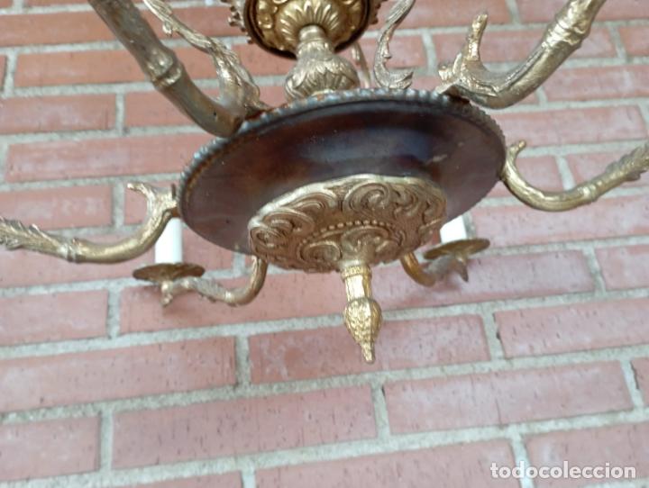 Antig&uuml;edades: ANTIGUA,LAMPARA BRONCE SEIS LUCES. - Foto 3